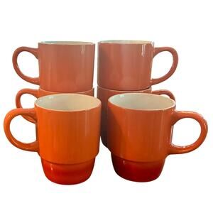 Bruntmor Stacking Mugs – Set of 6 Orange Coffee Cups